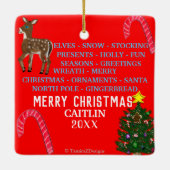 Weihnachten Red Mini 15 Word Puzzle Santa Maria Keramikornament (Rückseite)