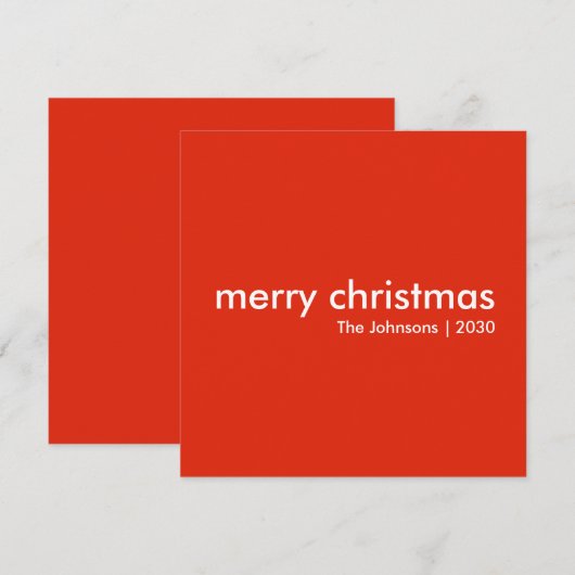 Weihnachten | Red Modern Simple Square (Vorne/Hinten)