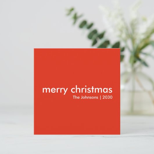 Weihnachten | Red Modern Simple Square (Stehend Vorderseite)