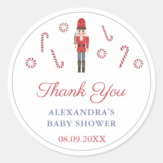 Weihnachten Red Nutcracker Candy Canes Gefallen Runder Aufkleber (Vorderseite)