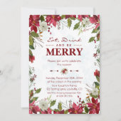 Weihnachten Red Poinsettia Essen Drink und seien S Einladung (Vorderseite)