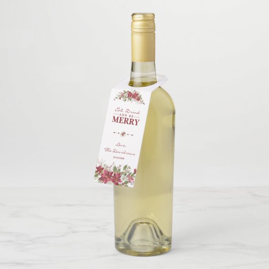 Weihnachten Red Poinsettia Essen Drink und seien S Flaschenanhänger (Angewinkelt)