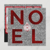 Weihnachten Red Tartan Kariert Silver Glitzer Foto (Vorne/Hinten)