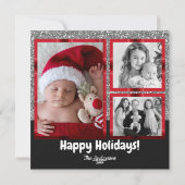 Weihnachten Red Tartan Kariert Silver Glitzer Foto (Rückseite)