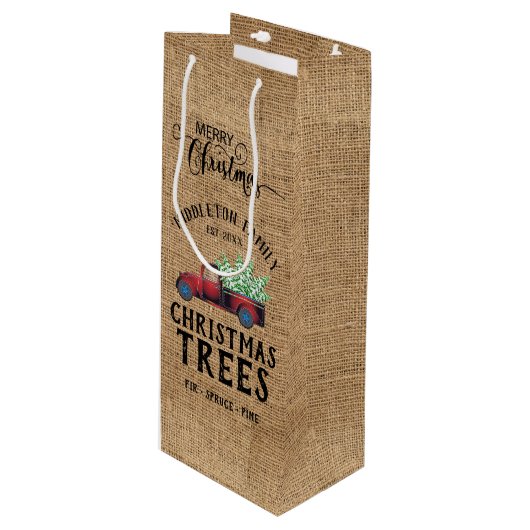Weihnachten - Red Truck Geschenktüte Für Weinflaschen (Vorderseite Schrägansicht)
