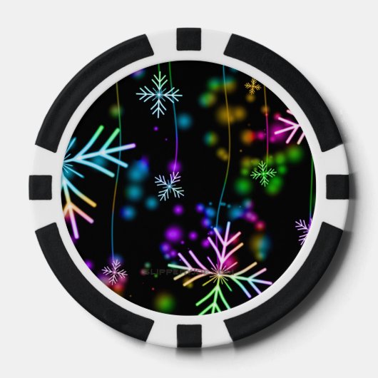Weihnachten Regenbogenfarbene Schneeflocken Slipp Pokerchips (Vorderseite)