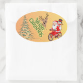Weihnachten & Reindeer Ovaler Aufkleber (Tasche)