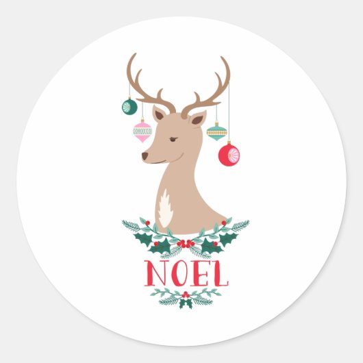Weihnachten Reindeer Runder Aufkleber (Vorderseite)
