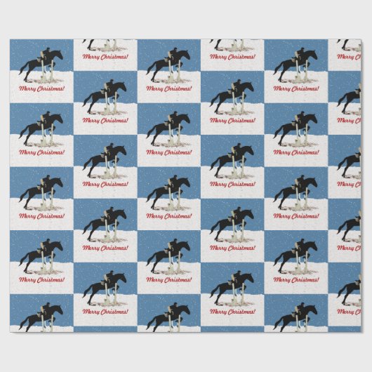 Weihnachten Reitpferd Geschenkpapier (Flach)