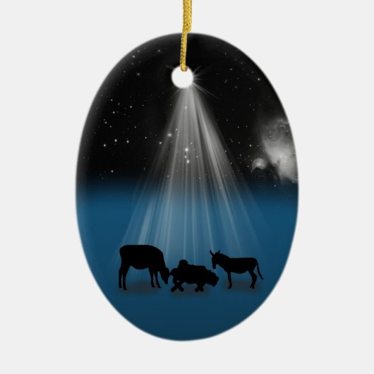 Weihnachten, religiös, Geburt Christi, Sterne, Keramik Ornament (Vorne)