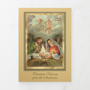 Weihnachten religiös Jesus Jungfrau Maria Josef Dreifach Gefaltete Urlaubskarte