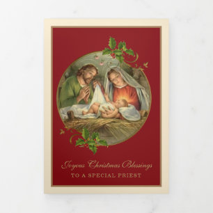 Weihnachten religiös Jesus Jungfrau Maria Josef Dreifach Gefaltete Urlaubskarte
