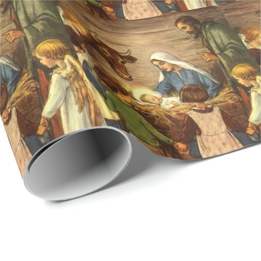 Weihnachten, Religiöse Geburt w Baby Jesus Geschenkpapier (Rolleneckpunkt)