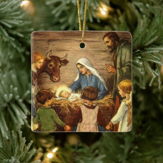 Weihnachten, Religiöse Geburt w Baby Jesus Keramikornament (Baum)