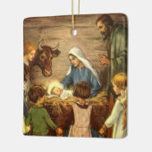 Weihnachten, Religiöse Geburt w Baby Jesus Keramikornament (Links)