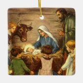 Weihnachten, Religiöse Geburt w Baby Jesus Keramikornament (Vorderseite)