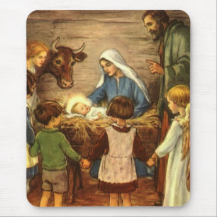 Weihnachten, Religiöse Geburt w Baby Jesus Mousepad