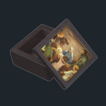 Weihnachten, Religiöse Geburt w Baby Jesus Schmuckkiste<br><div class="desc">Vintage Darstellung religiöser Weihnachtsbilder mit einer wunderschönen klassischen Krippe-Familienszene mit Maria,  Joseph und dem Säugling Jesus Christus in der Leitung in Bethlehem. Eine Christliche Religionsszene mit Kindern versammelte sich mit Händen um das Kind.</div>