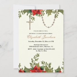 Weihnachten Religiöse Geburtstag Pointsettias Rosa Einladung