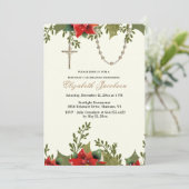 Weihnachten Religiöse Geburtstag Pointsettias Rosa Einladung (Stehend Vorderseite)