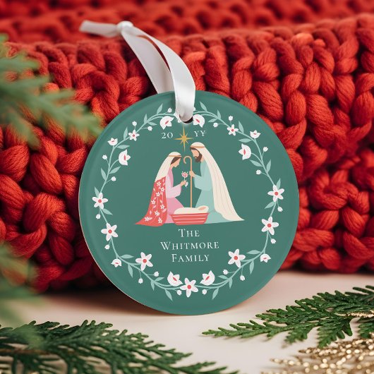 Weihnachten Religiöse Krippe Foto Keepake Ornament