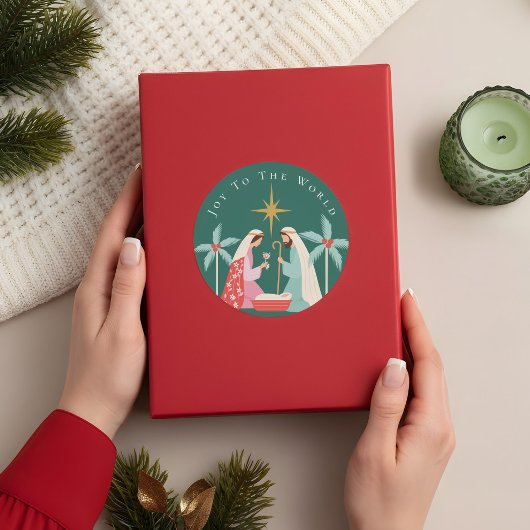 Weihnachten Religiöse Krippe Star von Bethlehem Runder Aufkleber
