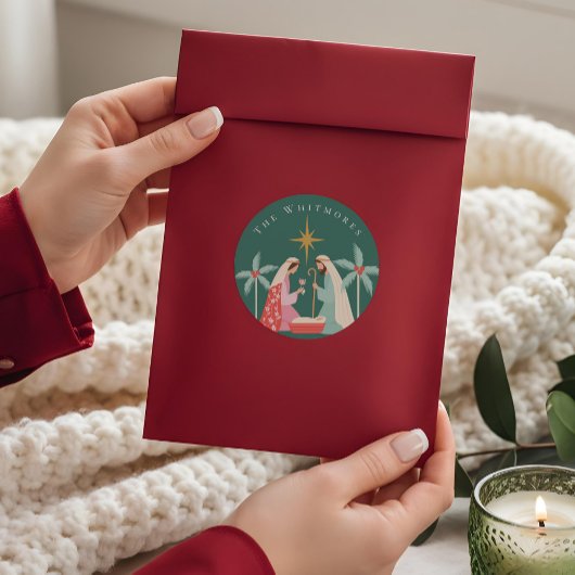 Weihnachten Religiöse Krippe Star von Bethlehem Runder Aufkleber