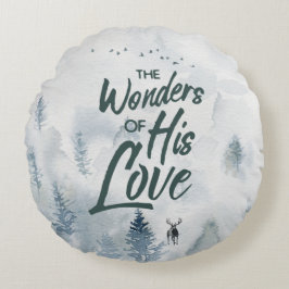 Weihnachten Religiöse Wunder seiner Liebe Segnunge Rundes Kissen