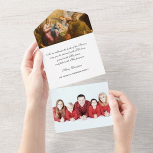 Weihnachten Religiöses Foto Jesus Maria Vintage All In One Einladung