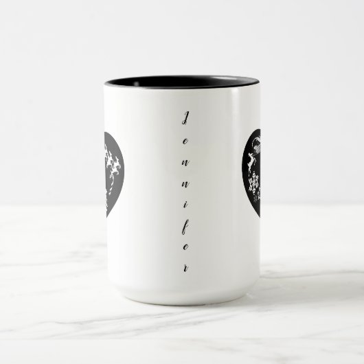 Weihnachten - Rentier Blk & Wht.Herz-Tasse Tasse (Zentrum)