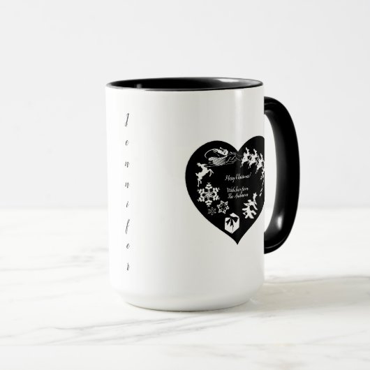 Weihnachten - Rentier Blk & Wht.Herz-Tasse Tasse (VorderseiteRechts)