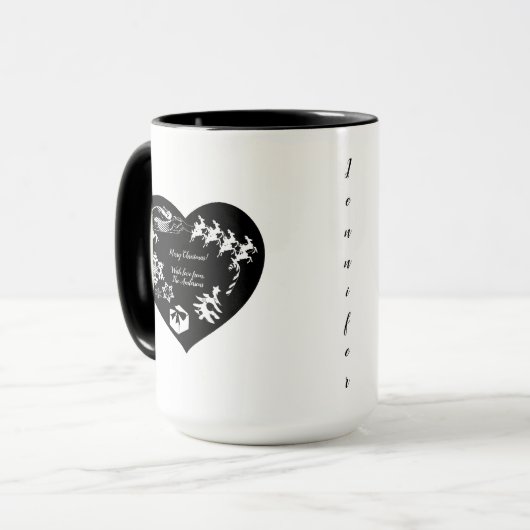 Weihnachten - Rentier Blk & Wht.Herz-Tasse Tasse (Vorderseite Links)