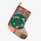 Weihnachten - Rentier Kariert Kleiner Weihnachtsstrumpf (Vorderansicht (hängend))