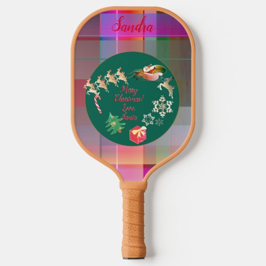 Weihnachten - Rentier Kariert Pickleball Schläger (Vorderseite)