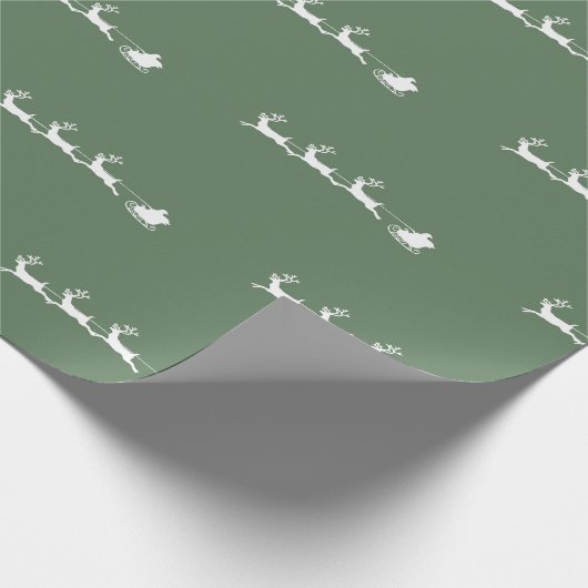 Weihnachten Rentiere Weihnachten rustikal grün Geschenkpapier (Ecke)
