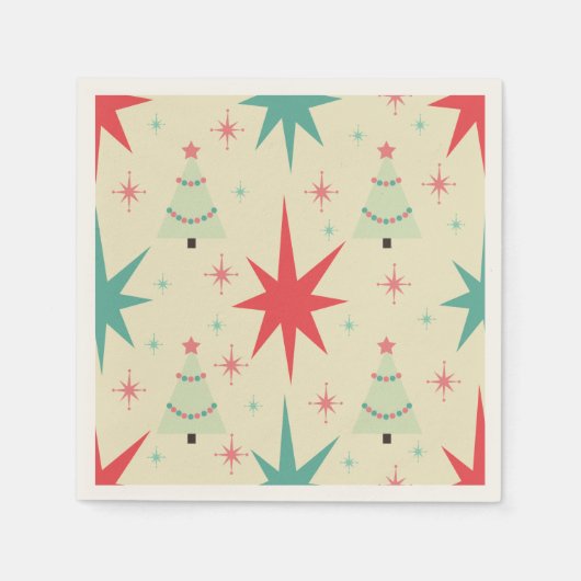 Weihnachten Retro 1950er Jahre Serviette (Vorderseite)