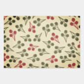 Weihnachten Retro Botanische Muster Geschenkpapier Set (Vorderseite 3)