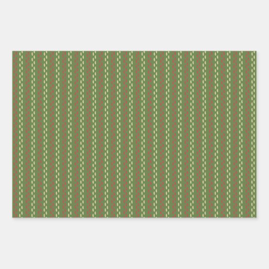 Weihnachten Retro Botanische Muster Geschenkpapier Set (Vorderseite 2)