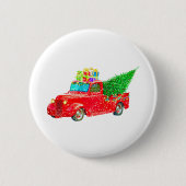 Weihnachten Retro Car Urlaub Button (Vorderseite)