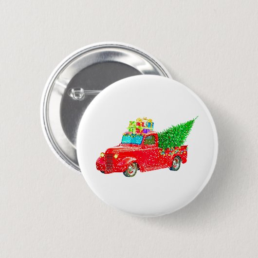 Weihnachten Retro Car Urlaub Button (Vorne & Hinten)