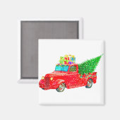 Weihnachten Retro Car Urlaub Magnet (Vorderseite/Rückseite)
