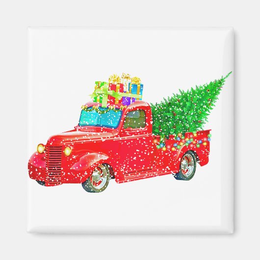 Weihnachten Retro Car Urlaub Magnet (Vorne)