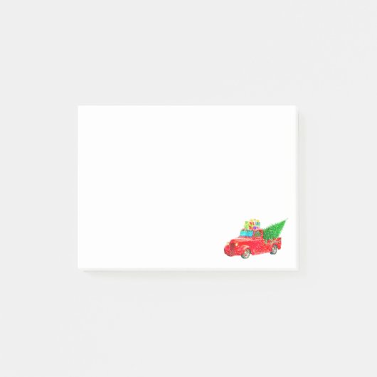 Weihnachten Retro Car Urlaub Post-it Klebezettel (Vorderseite)