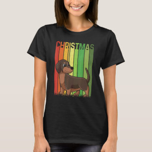 Weihnachten Retro Dachshund Hund Gruppe Passend Xm T-Shirt