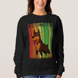 Weihnachten Retro Dobermann Hunde Gruppe Matching  Sweatshirt