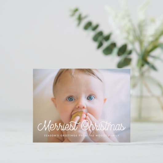 Weihnachten Retro Familienurlaub Foto Postkarte (Stehend Vorderseite)