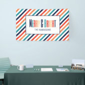 Weihnachten Retro farbenfrohe Streifen Merry & Bri Banner (Messeveranstaltung)