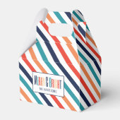 Weihnachten Retro farbenfrohe Streifen Merry & Bri Geschenkschachtel (Rückseite)
