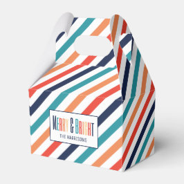Weihnachten Retro farbenfrohe Streifen Merry & Bri Geschenkschachtel