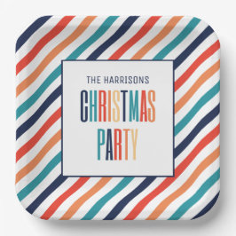 Weihnachten Retro farbenfrohe Streifen Merry & Bri Pappteller